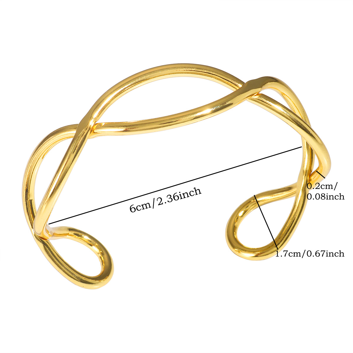 Simple oval cross-opening bracelet, European and American style trendy wristband, personalized and fashionable stainless steel jewelry wholesale for women pic 5