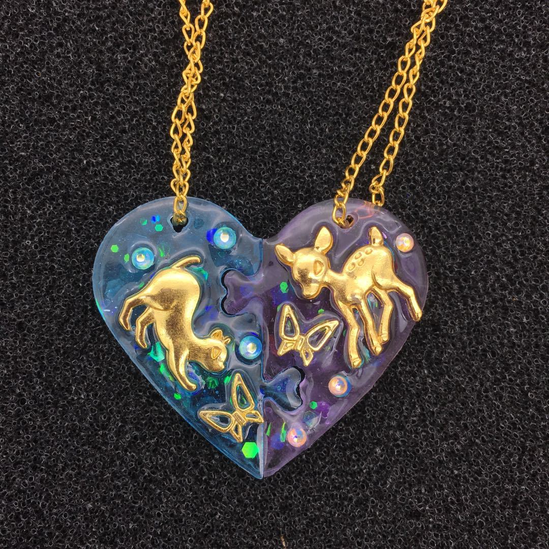 diy silicone crystal resin couple pendants, new heart-shaped pendants, heart-shaped lock ashtrays pic 1