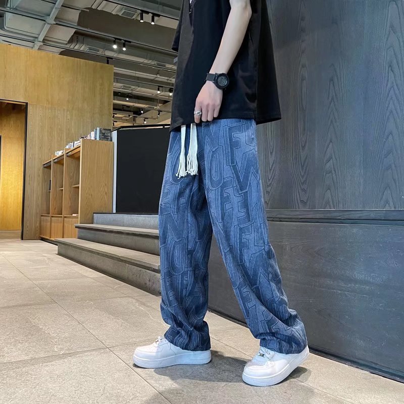 跨境灯芯绒裤子男满印高街痞帅ins休闲长裤潮流宽松阔腿裤港风详情11