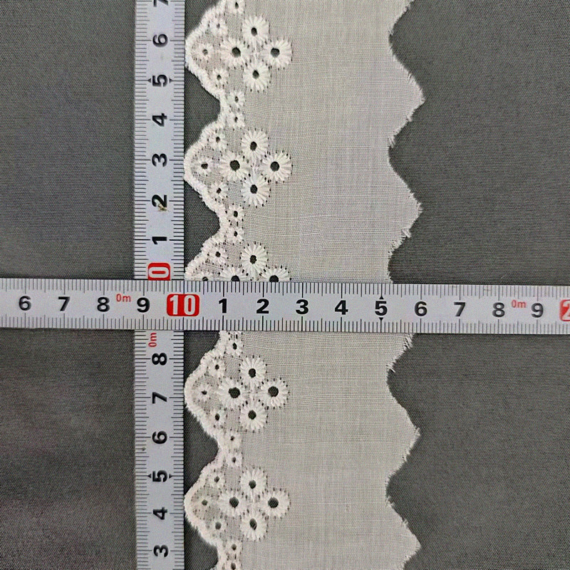 Wholesale of cotton embroidered lace, hollowed-out lace, embroidered skirt hem, clothing accessories, milk silk, perforated, barcode 2.5 pic 74
