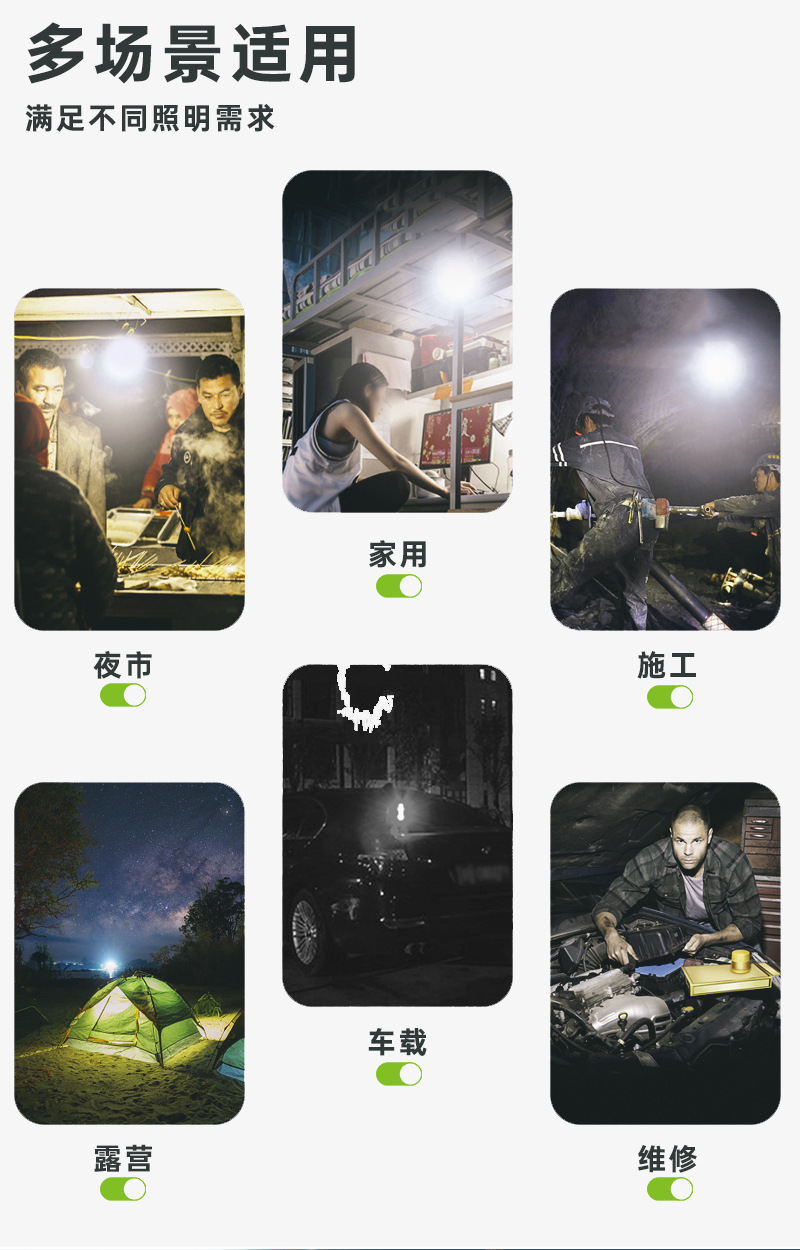 无极冷暖光可调节高亮室内户外太阳能板可拆卸投光灯便携移动电源详情5