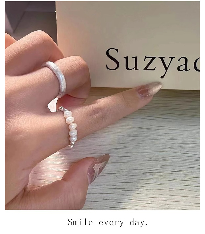 925通体纯银珍珠碎银子戒指女小众设计ins风个性小众设计感闭口指详情17