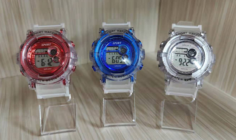 Transparent bestseller, internet-famous student couple, trendy men and women, digital luminous sports, waterproof large dial electronic watch pic 3