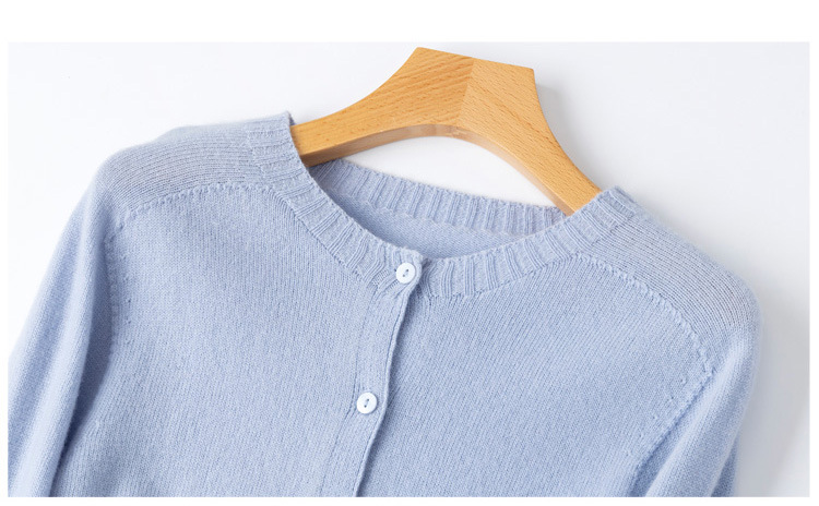 Qili Colorful Gemstone 12-color seamless one-piece Merino wool button cardigan, a versatile knitted long-sleeved top for commuting pic 68