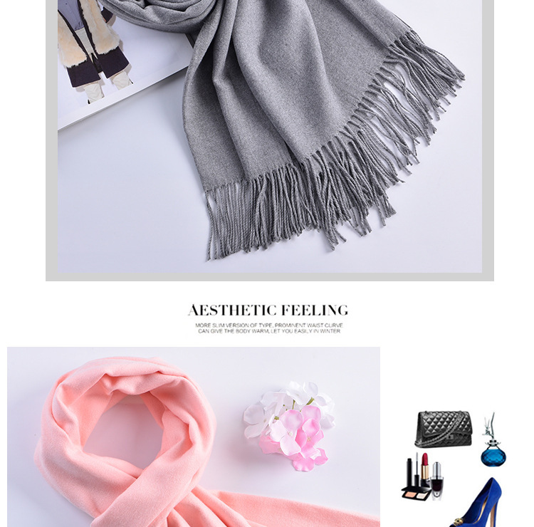 The new solid-color faux cashmere scarf for autumn and winter, with a big red LOGO and thickened warm shawl, is in stock and available for shipment pic 30