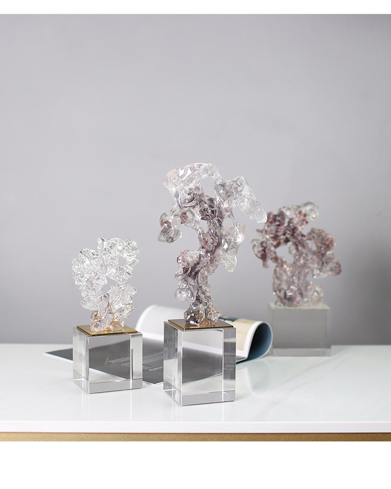 New Chinese-style resin sculpture entrance hall decorative items, abstract crystal imitation creative art decorative items pic 28