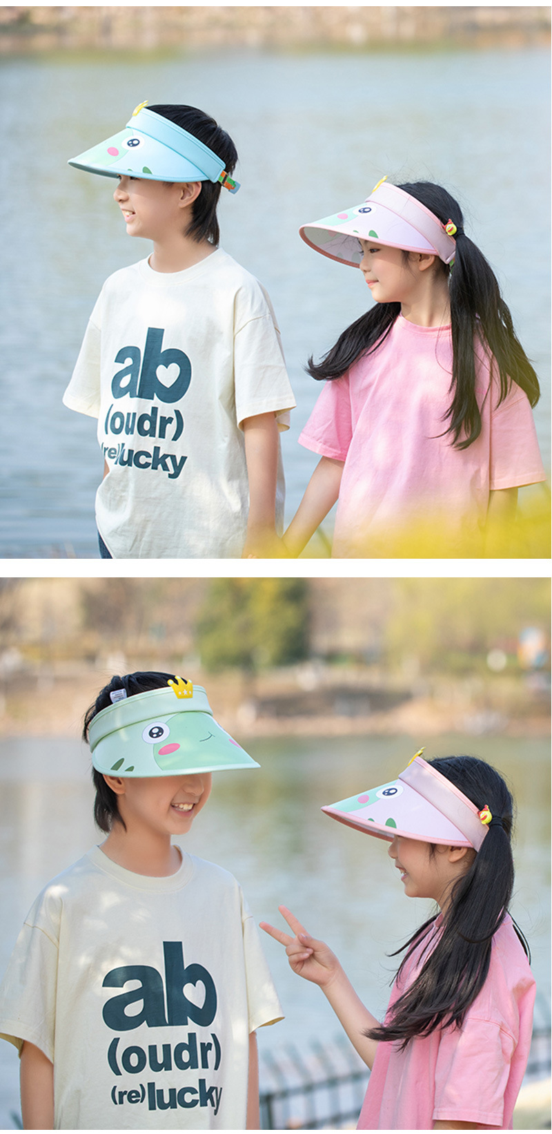 Summer children's open-top hats for outdoor sun protection, fashionable cartoon sun protection hats with cute patterns, full face sun protection, in stock and available for shipment pic 12