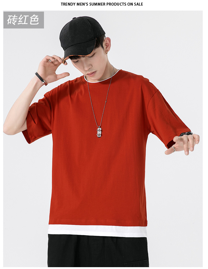 A new summer style American high street round-neck short-sleeved T-shirt for men with loose and simple printed half-sleeved top pic 18