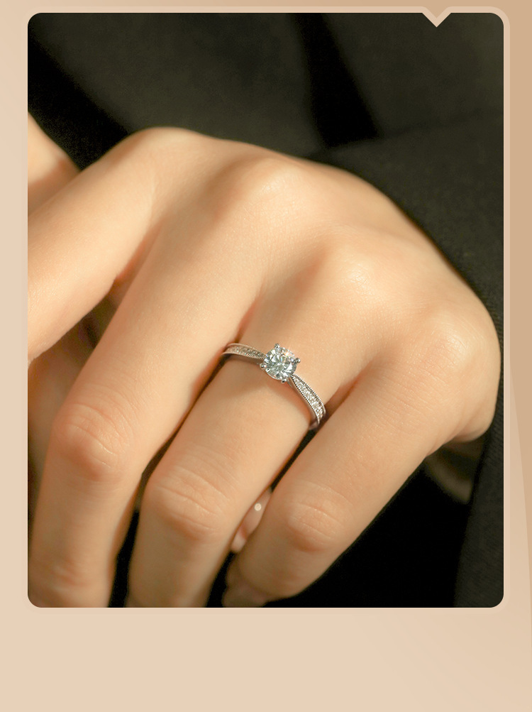 抖音直播爆款经典四爪星光皇后1克拉仿真莫桑钻人造高碳钻婚戒女详情5