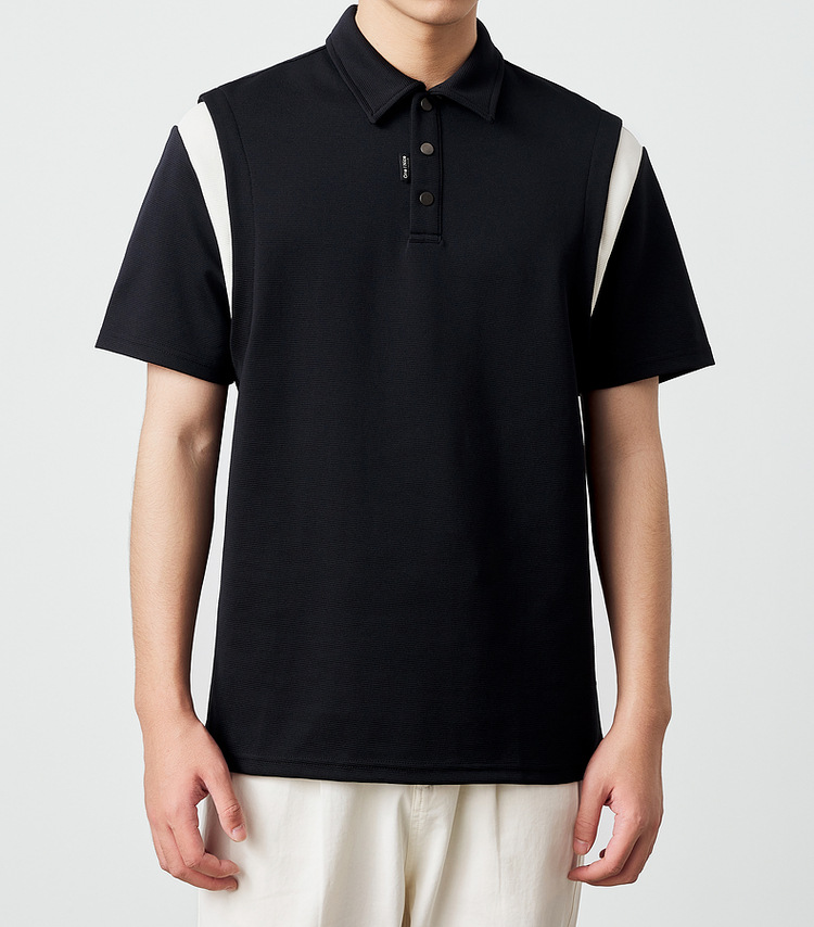 墨麦客250g横纹肌理短袖polo衫男2025夏新款简约撞色男士t恤71245详情7