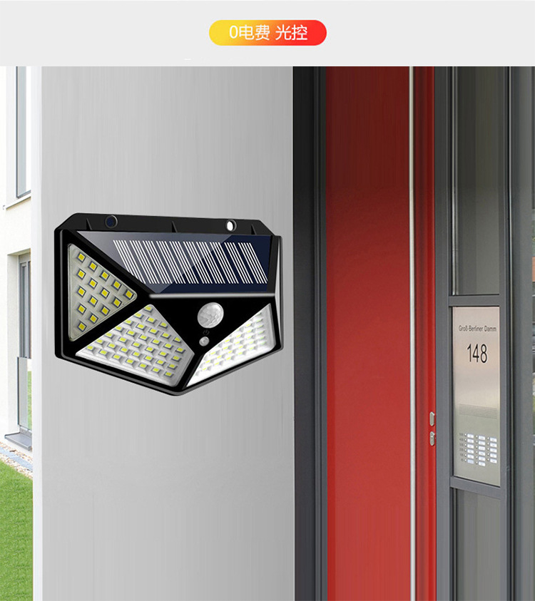 太阳能灯户外庭院壁灯照明人体感应家用花园防水室外节能LED路灯详情43