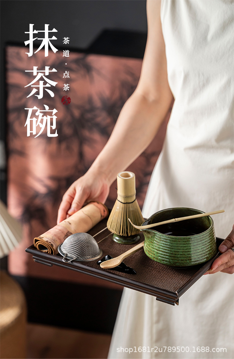 Cross-border Japanese-style kiln transformation retro matcha Hyabonri tools with spouts, Song Dynasty imitation tea whisking and beating utensils, tea set gift box pic 1