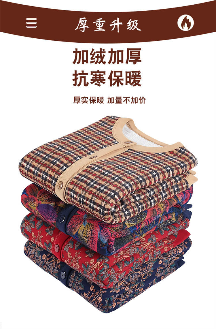 中老年人女装加绒加厚针织开衫妈妈保暖上衣服奶奶秋冬装毛衣外套详情7