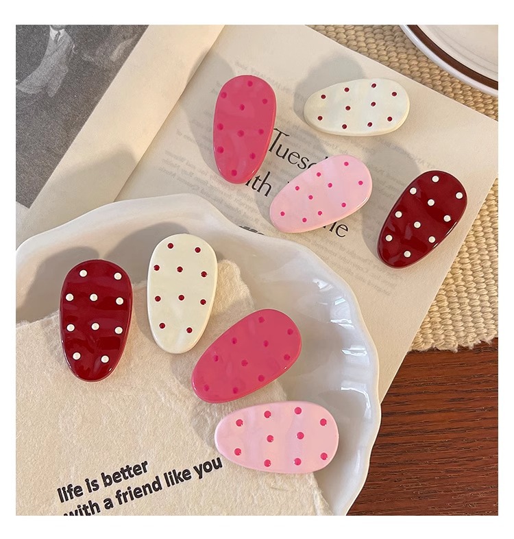 Korean-style polka dot bangs, small hair clips, sweet and cute girl, broken hair, duckbill clips, small forehead clips, headwear, side hair clips pic 9
