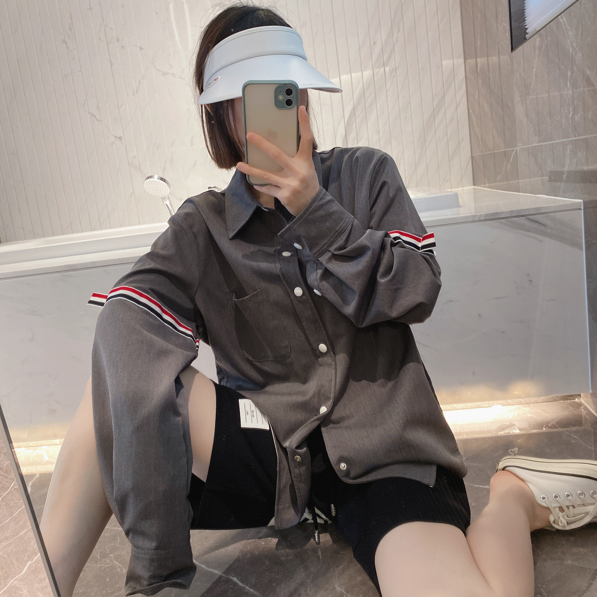 TB casual trendy brand poplin slim-fit solid white shirts for men and women, Oxford fabric shirts for women with long sleeves pic 6