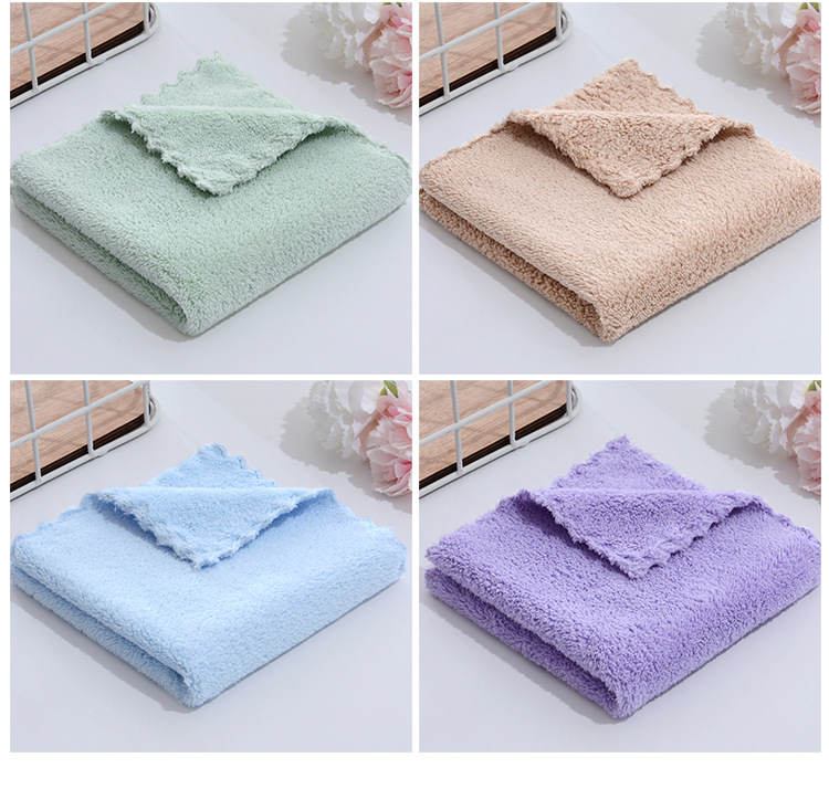 Low-density, medium-density and high-density coral fleece plain square towels, soft absorbent baby handkerchiefs, hand towels, home cleaning cloths pic 5