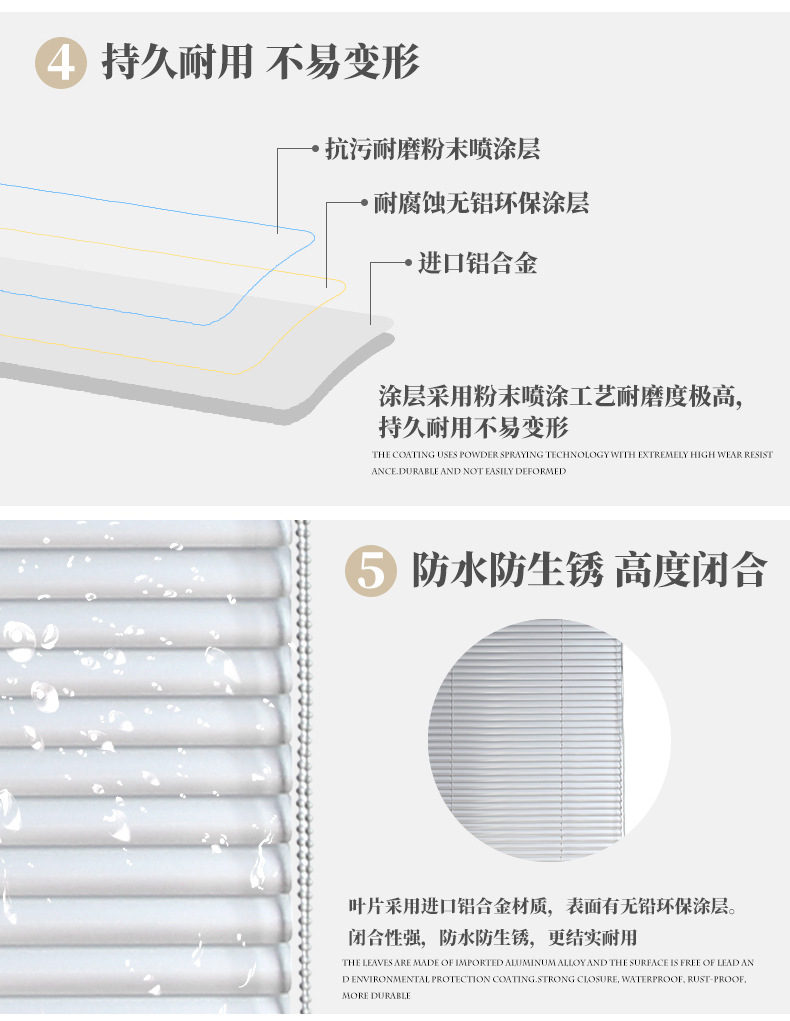 Aluminum alloy blinds, kitchen and bathroom roller blinds, office partition blinds, light-blocking, sun-blocking, sun-blocking, water-proof and stain-proof pic 10