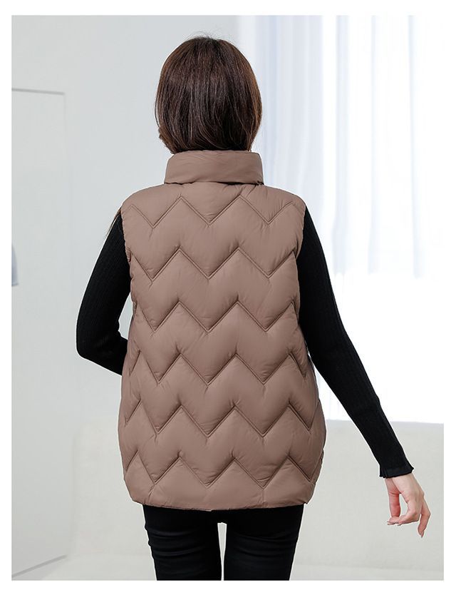A women's autumn and winter fashion vest jacket with a casual and light down cotton coat, versatile sleeveless solid color warm waistcoat pic 41