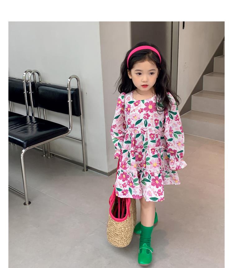 图图小象女童秋季童装儿童韩版碎花连衣裙洋气针织开衫宝宝套装详情43