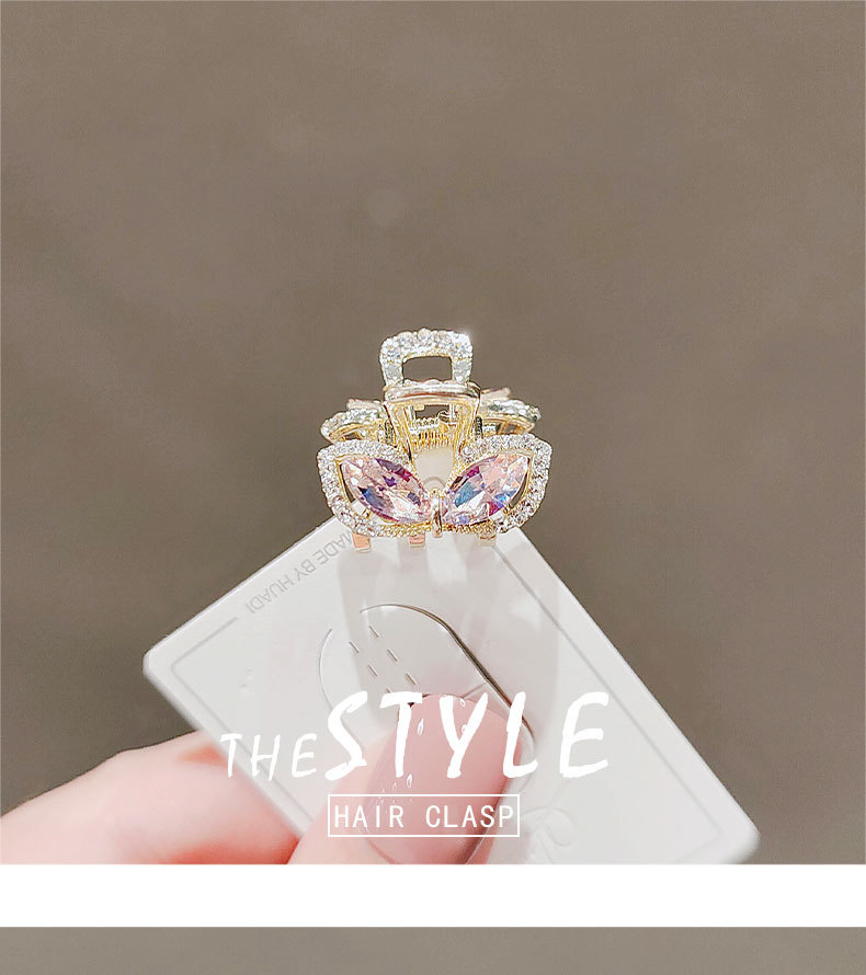 日系可爱兔耳朵发夹刘海夹少女粉色仿水晶小发抓夹顶夹详情3