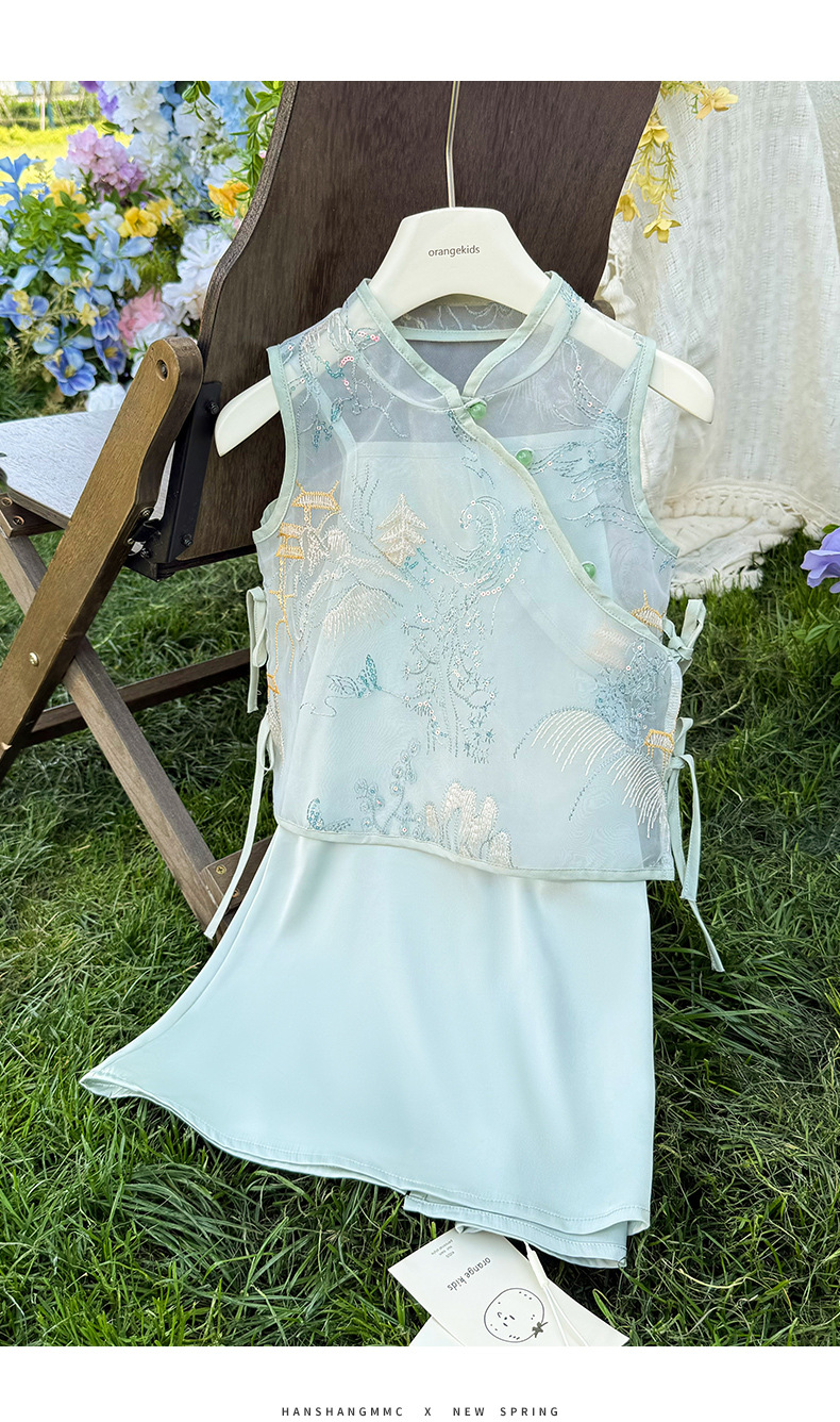 国潮汉服女童夏装2025新款洋气儿童中式套装女孩夏季国风旗袍连衣裙详情18