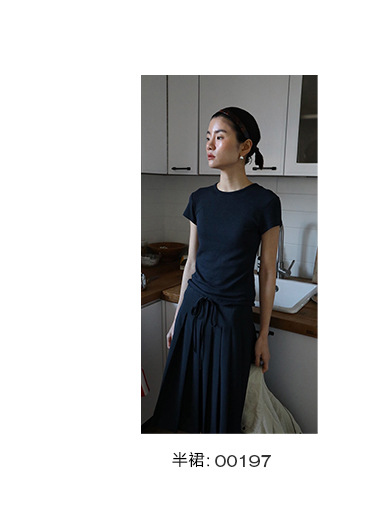 Simple and comfortable, zero-pressure, skin-friendly Tencel wool drape T-shirt, round-neck slim short-sleeved top 00113 pic 16