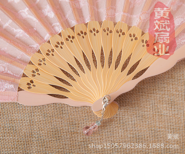 复古精品女士和扇 贝壳扇 大刀扇 礼品扇 双层黑蕾丝花边扇子详情12