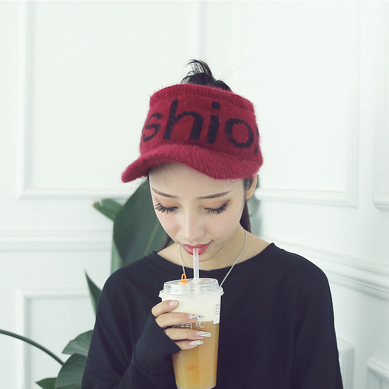 La versión coreana de punto letras empty top sombrero de pato mujer otoño invierno sombrero de moda versátil ins marca de moda sin top sombrero de hilo pic 4