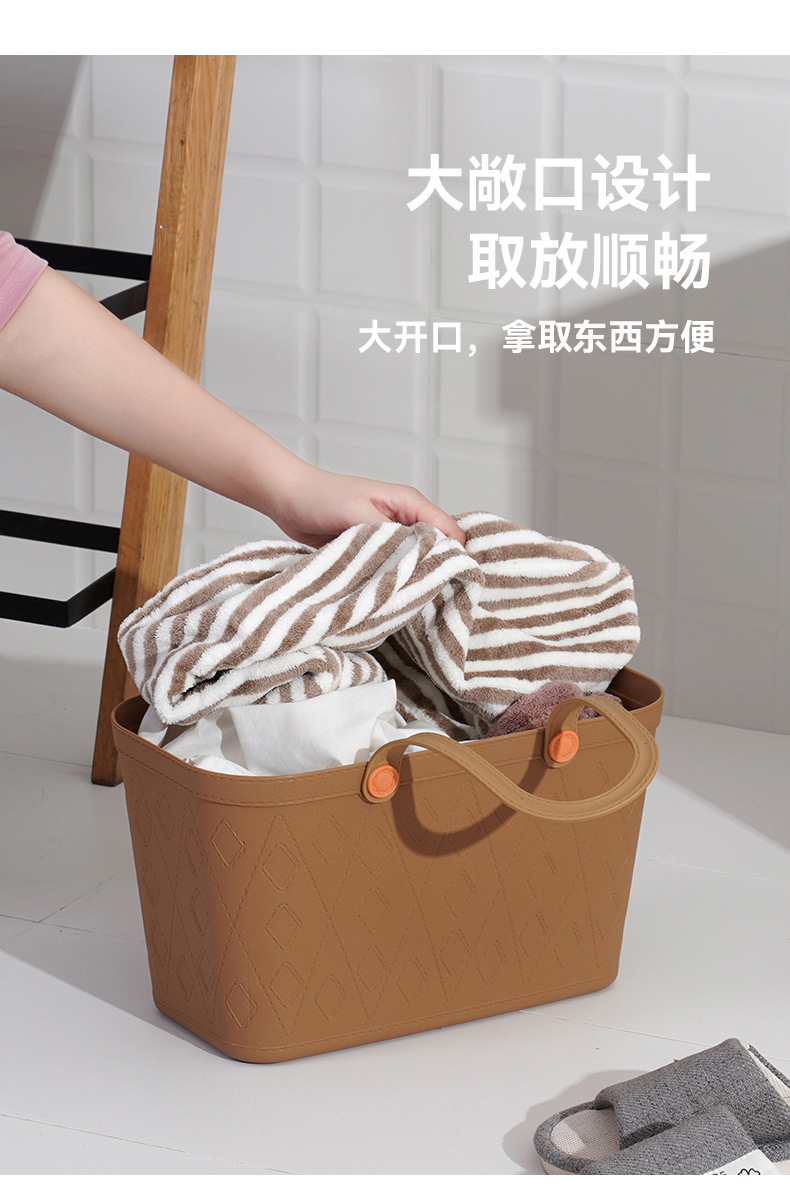 方形手提买菜篮子 塑料软手柄多色小篮子野餐杂物整理便携式篮子详情5