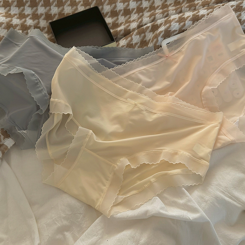 Summer seamless ice silk underwear for women, antibacterial, breathable, pure and sexy, thin mid-waist triangular underwear for girls pic 7