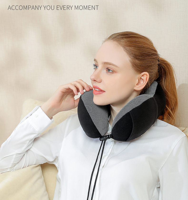 Cross-border bestsellers: Magnetic fabric memory foam U-shaped pillow, airplane neck pillow, travel storage neck pillow, Logo available upon request pic 14