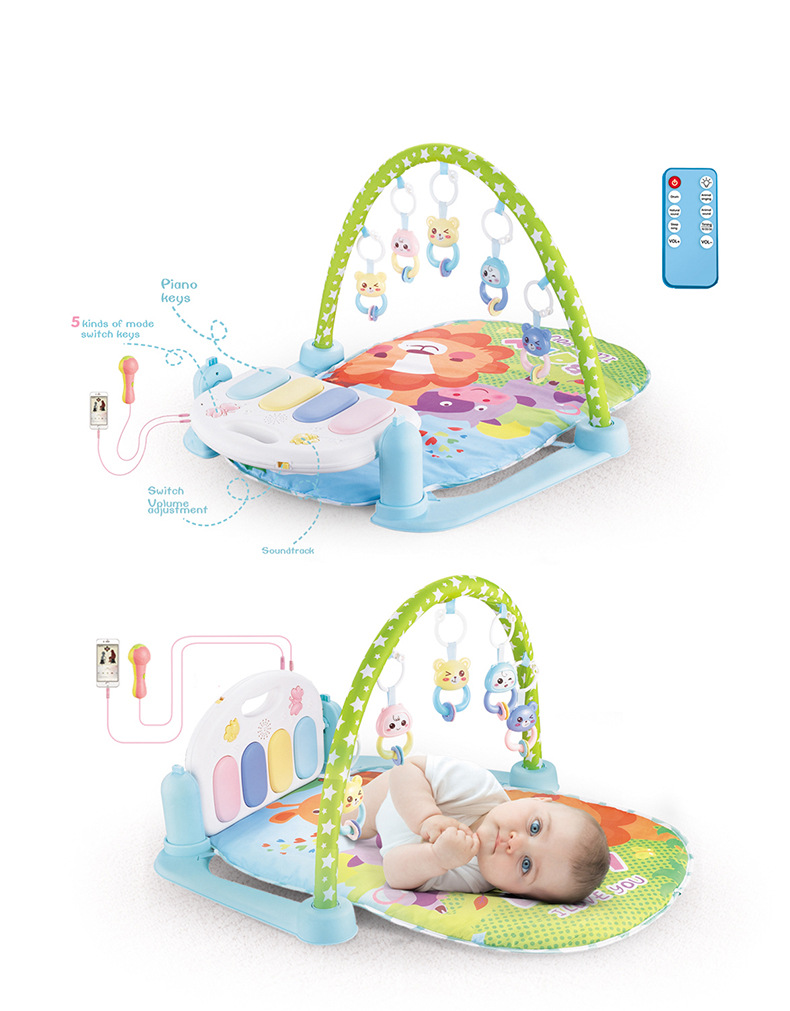 2022新款婴儿脚踏琴爬爬垫游戏垫琴话筒数据线儿童健身架详情4