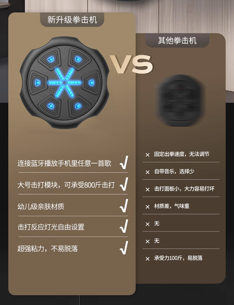 新款智能拳击靶蓝牙音乐运动健身拳击机拳击家用训练拳击墙靶批发详情2