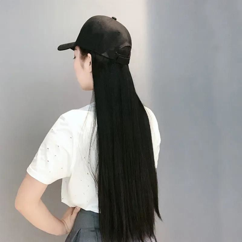 Autumn and winter new style baseball cap wig women one-piece synthetic long straight hair fashion wigs foreign trade source supplier pic 12