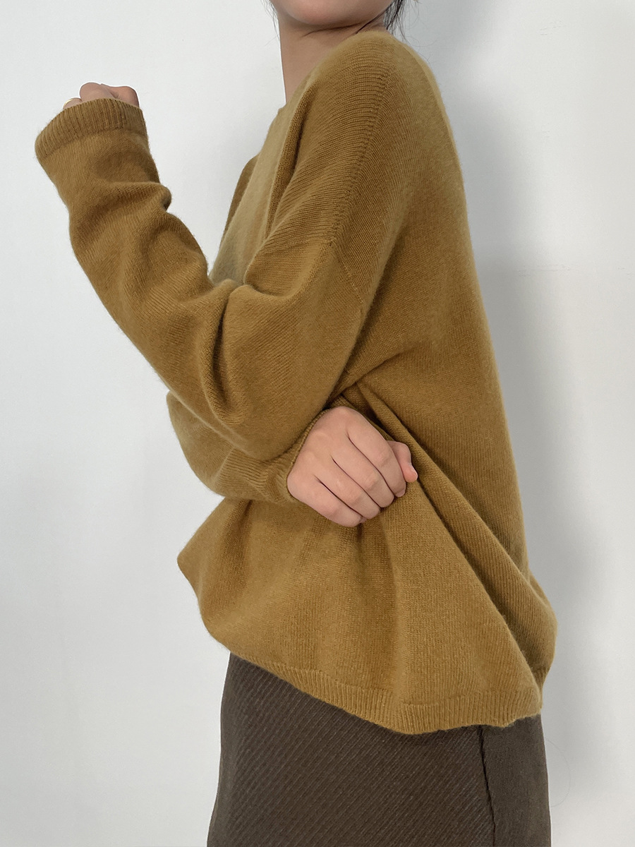 Fully formed seamless pure wool knitted sweater for women, 100% spring new style loose slimming round neck top wool sweater for women, fashionable and trendy, other categories pic 33