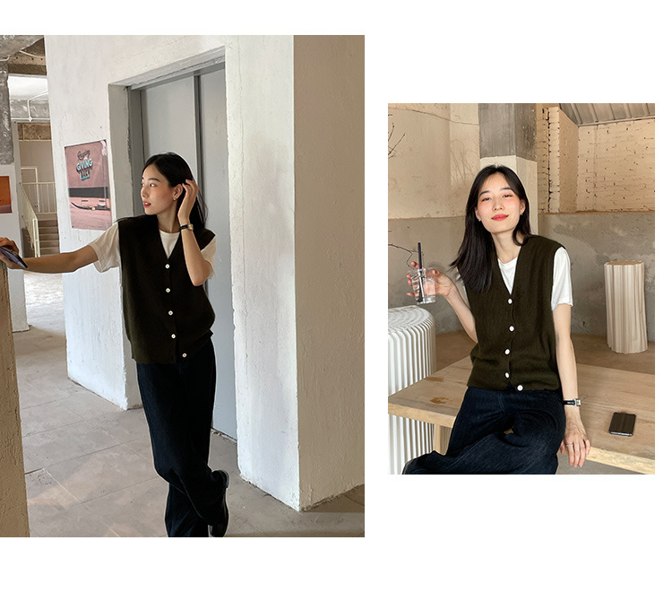 木兰时髦复古小马甲开衫女2023春季新款韩版简约针织上衣女 21507详情18