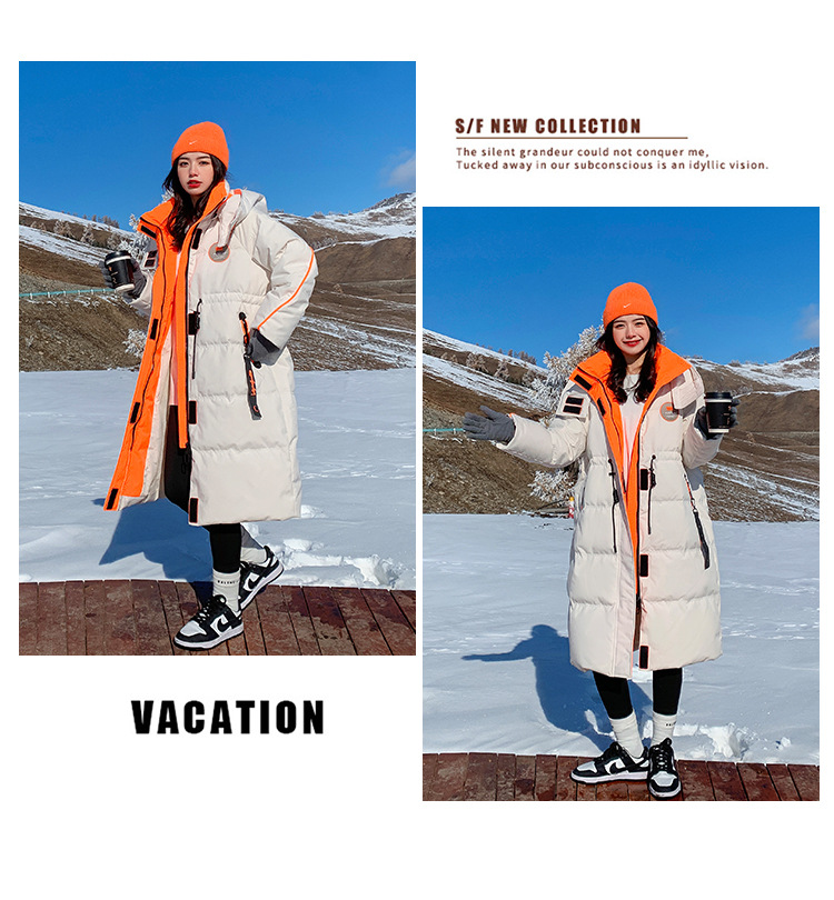 2022 mujer engrosada sobre la rodilla suelta abajo chaqueta regular medio largo commuter solid color abajo invierno nuevo pic 13