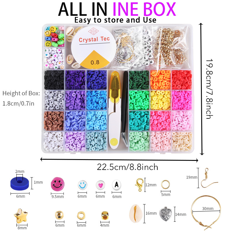 Cross-border new product: 6mm soft ceramic bead 24-compartment box set of colored round pieces Bohemian-style jewelry bracelet DIY accessories pic 3