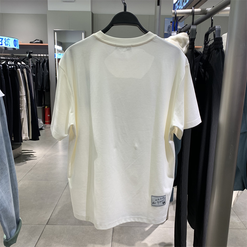 2024春夏款男士猫咪刺绣宽松情侣款街潮米色休闲短袖T恤B1CNE1236详情8