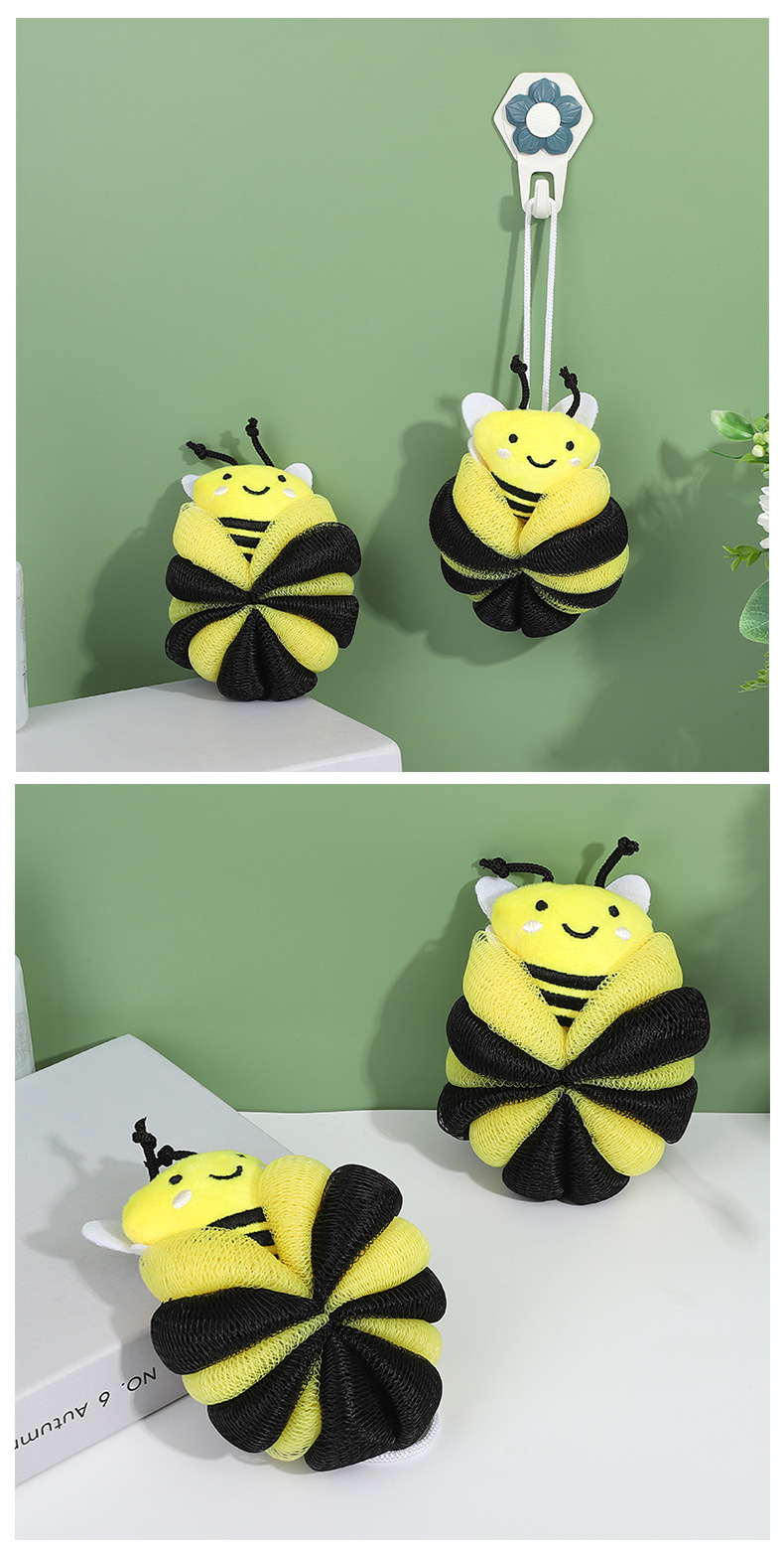 儿童卡通小蜜蜂沐浴 搓澡起泡泡浴球 洗澡柔软挂绳不易散浴球浴花详情12