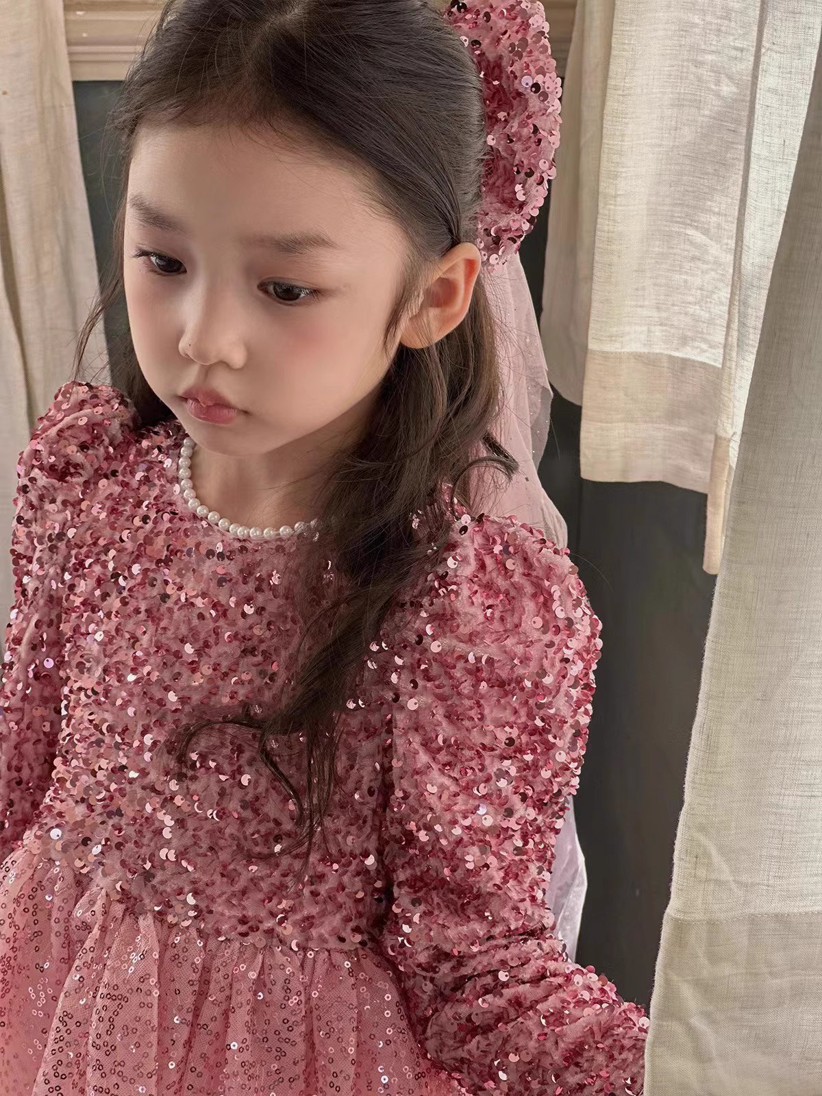 女童裙子亮片头纱加绒加厚超仙公主裙连衣裙2025冬装新款外贸童装详情14