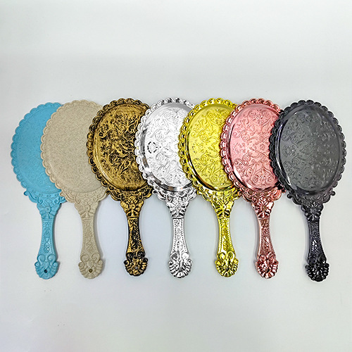 欧式复古手柄化妆镜手持镜子便携随身公主镜 手持化妆镜批发详情5