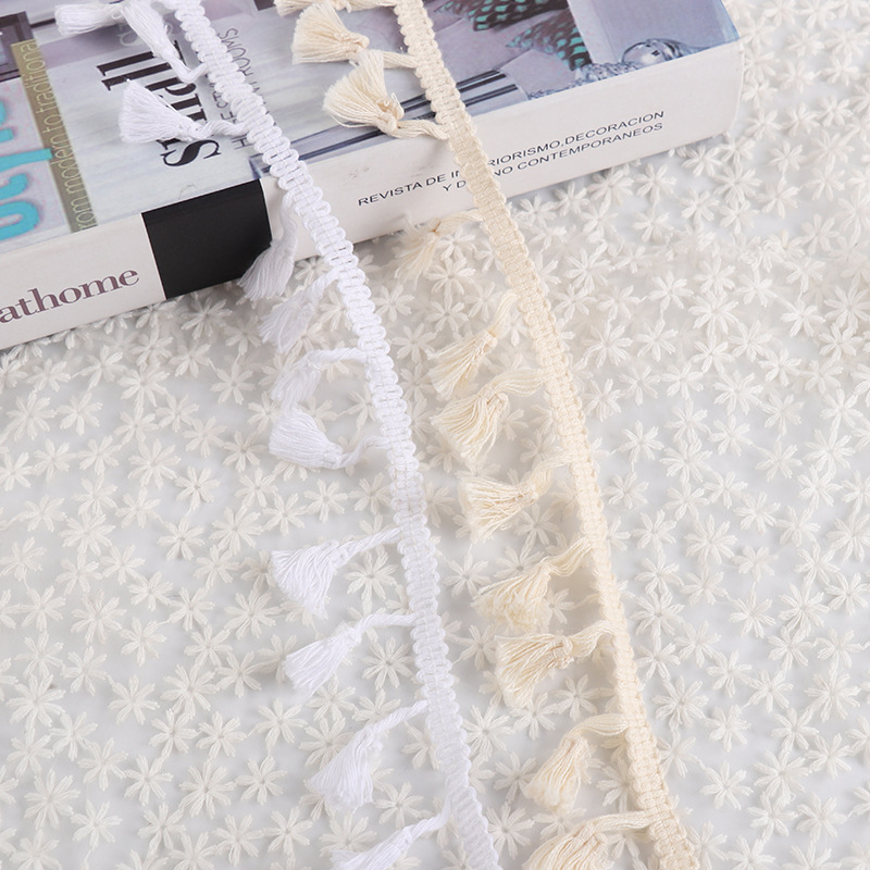 Wholesale of pure white cotton fringed brooms, lace accessories, clothing accessories, decorative accessories and lace ribbons in stock from the manufacturer pic 5