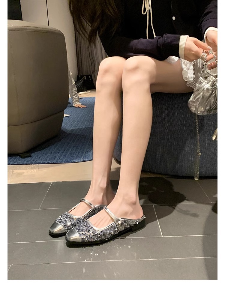 银色玛丽珍鞋亮片芭董舞鞋子真皮女鞋葡萄妈单鞋女2024春款女鞋子详情37