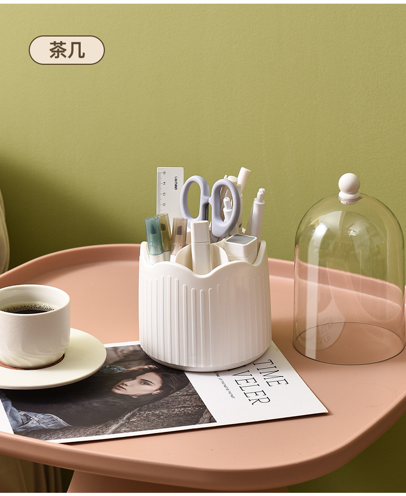 Simple rotating makeup brush storage cylinder, dust-proof eyebrow pencil, eye shadow and lipstick shelf, desktop cosmetics compartmentalized storage box pic 11