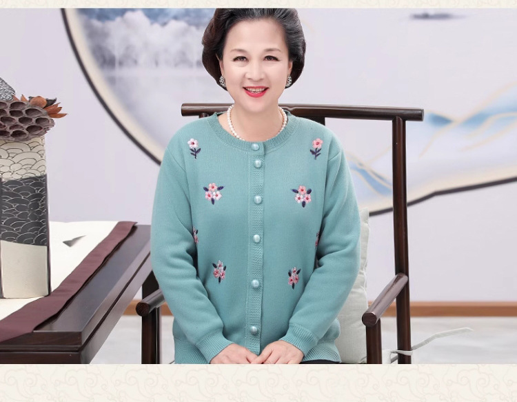 中老年人秋装针织衫外套女奶奶毛衣开衫加绒加厚妈妈冬装老人衣服详情17