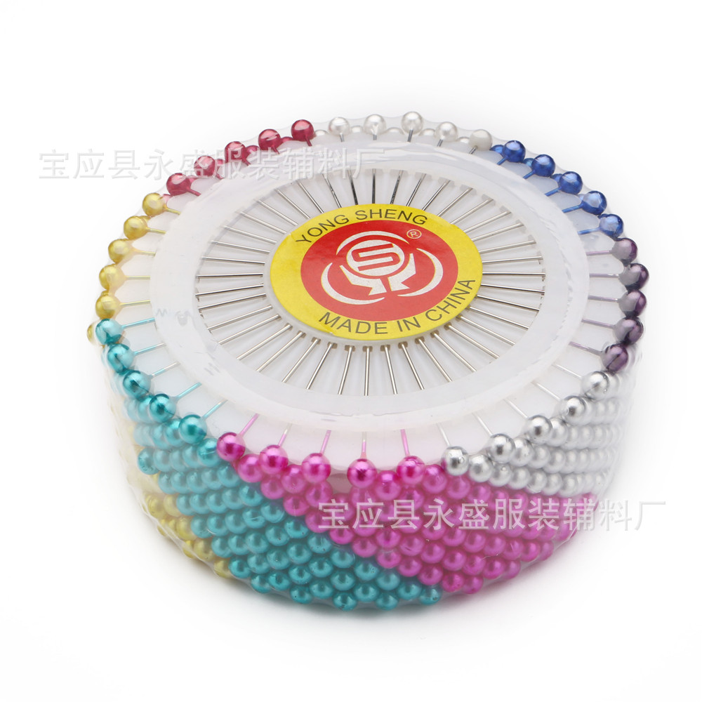 彩色珠光针40枚制衣定位针DIY配件装饰缝纫珠针镀镍针盘厂家批发详情3