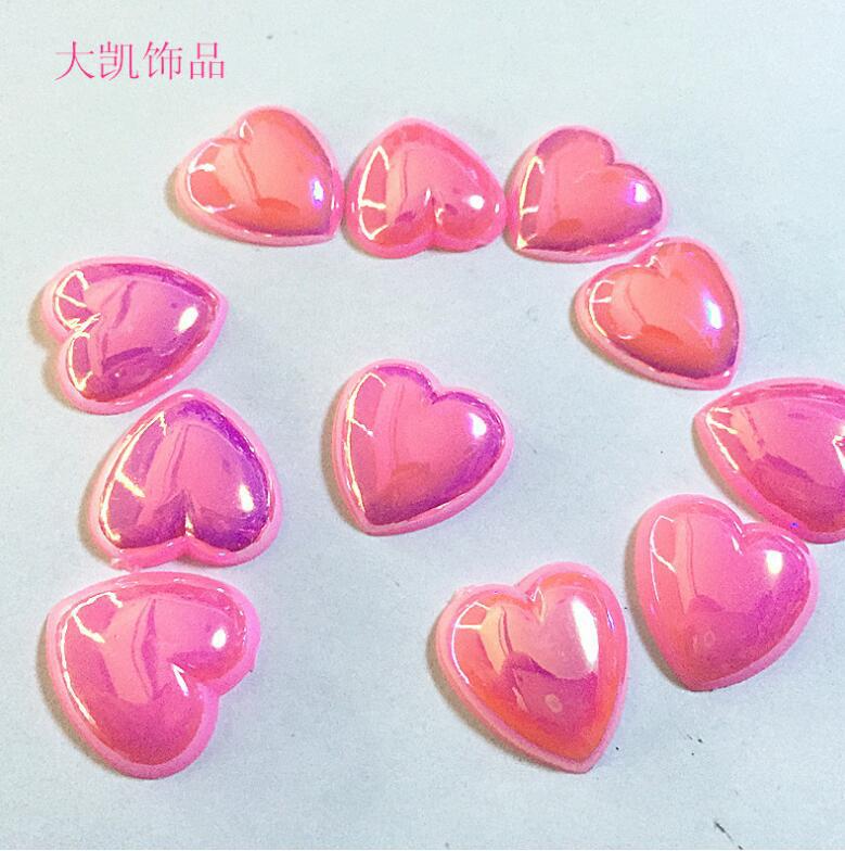 Wholesale of ABS imitation pearl, AB color semi-round heart DIY clothing, leather bags, belts, accessories and auxiliary materials pic 3