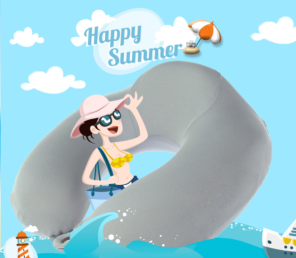 Solid-color memory foam neck pillow, U-shaped pillow, travel neck support pillow, office U-shaped nap pillow, high back support for the back of the head pic 12