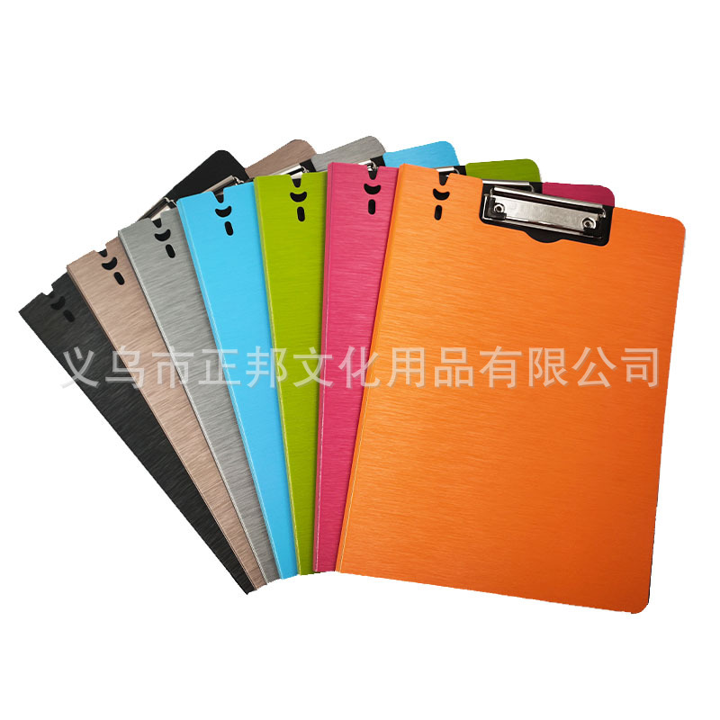 Factory direct sales of A4 foamed PP brushed texture writing board clips, vertical opening color double-opening plastic file folders, customizable pic 3